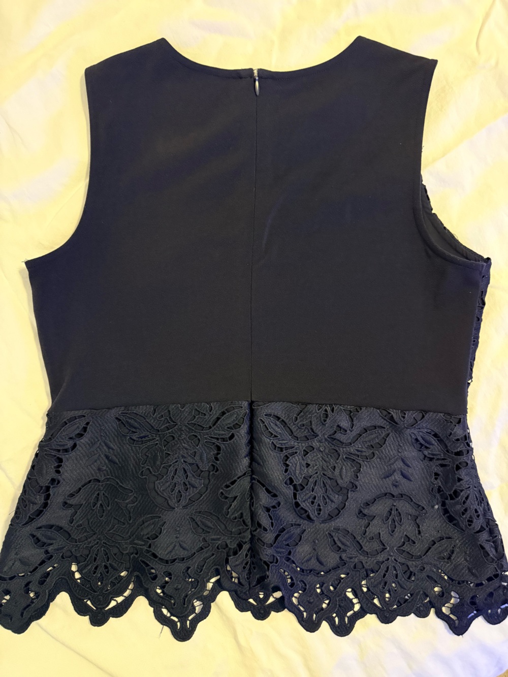 Ann Taylor Navy Lace Sleeveless Blouse, small - Picture 3 of 5